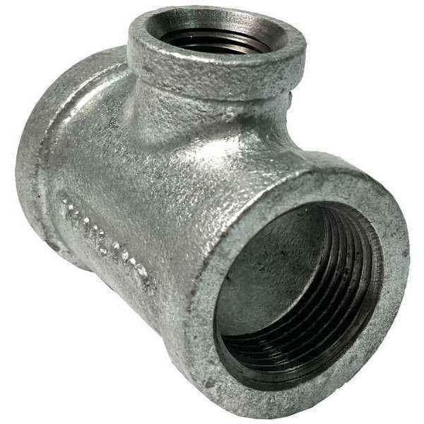 Reducing Tee, Galv Iron, 1In.x1In.x3/4In.