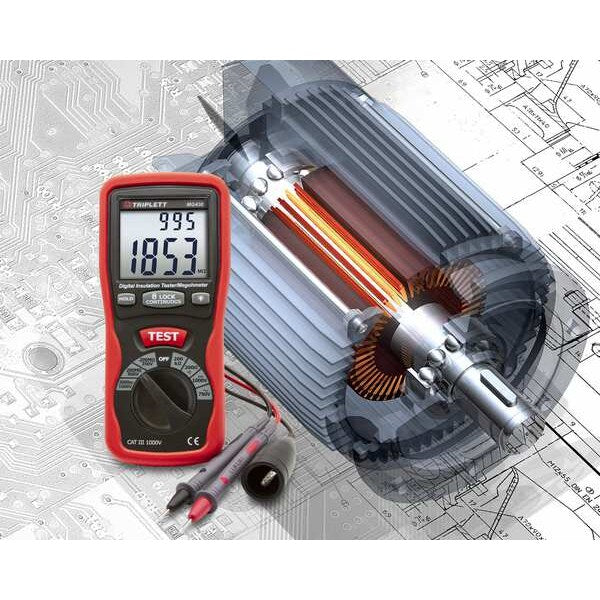 Megohmmeter, 250/500/1000V, Backlit LCD