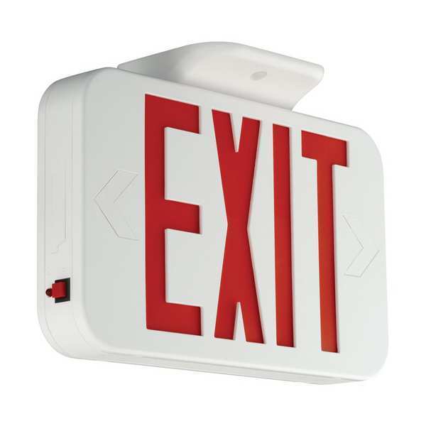 LED Lighted Exit Sign, Blk, Plastic, 7-1/5