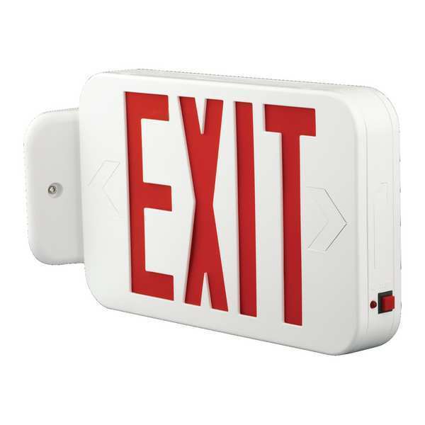 LED Lighted Exit Sign, Wht, Plastic, 7-1/5