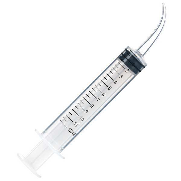 Syringe, 12 mL, Straight/Curved Trans, PK50