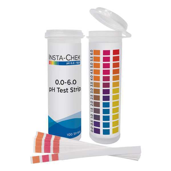 pH Test , 3 1/4 in L, 0 to 6 pH, PK600