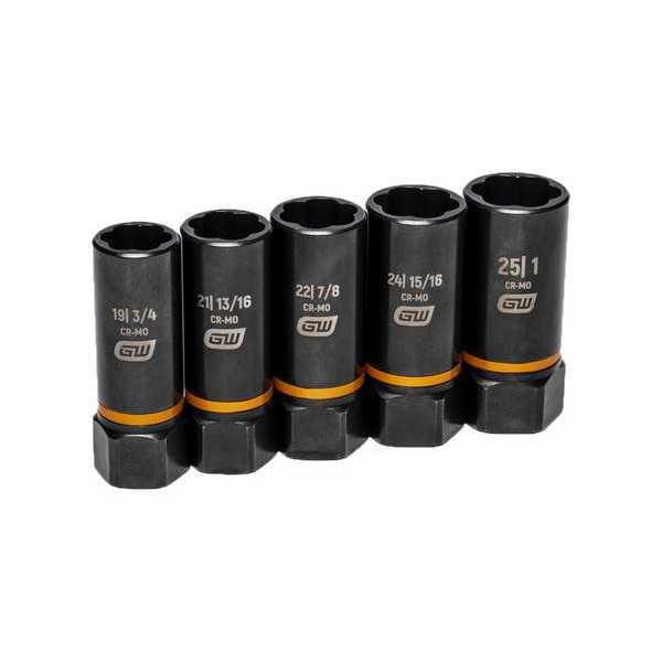 1/2 in Drive Impact Socket Set, Metric, SAE, 5 pcs