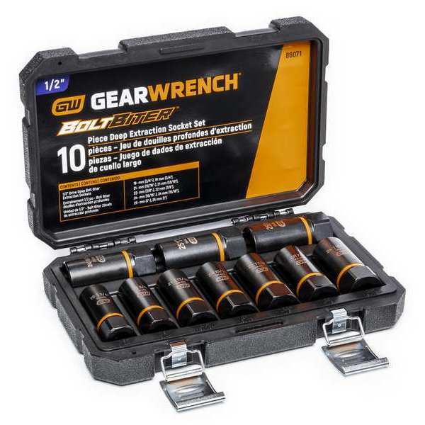 1/2 in Drive Impact Socket Set, Metric, SAE, 10 pcs