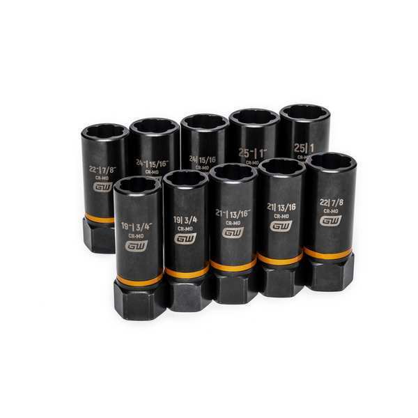 1/2 in Drive Impact Socket Set, Metric, SAE, 10 pcs