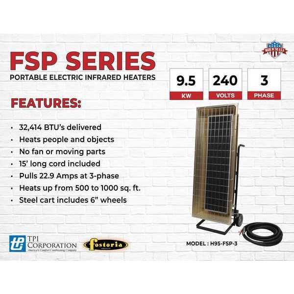 Portable Infrared Heater, 240V AC
