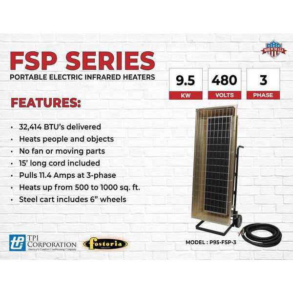 Portable Infrared Heater, 480V AC