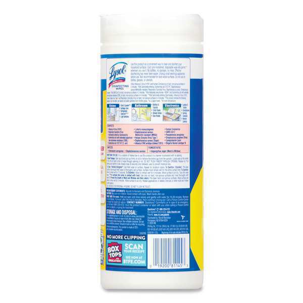 Disinfecting Wipes, White, Canister, Nonwoven Fiber, 35 Wipes, 7 1/4 in L x 7 in W