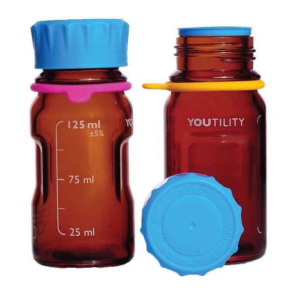 Bottle, 124 mm H, Amber, 55 mm Dia, PK4
