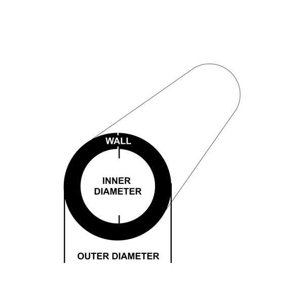 Stainless Round Tube, 24 in Overall L