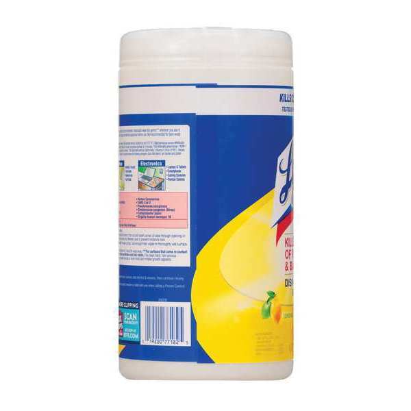 Disinfecting Wipes, White, Canister, Nonwoven Fiber, 80 Wipes, Lemon & Lime BlossomÂ®