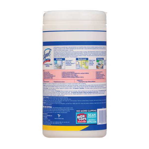Disinfecting Wipes, White, Canister, Nonwoven Fiber, 80 Wipes, Lemon & Lime BlossomÂ®