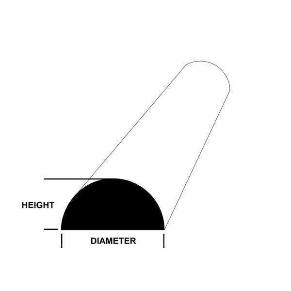 Half Round Bar, SS, 12 in Overall L
