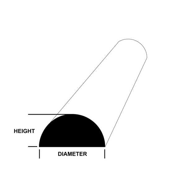 Half Round Bar, SS, 36 in Overall L