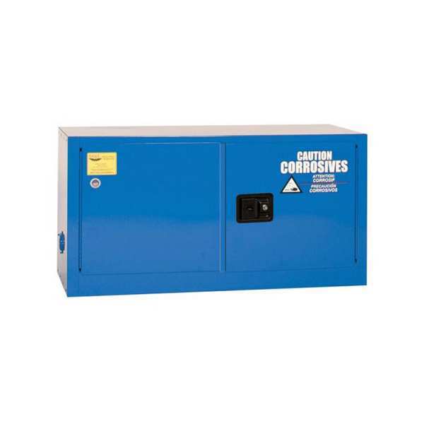 ACID METAL SAFETY CAB, 15 GAL., 1 SHELF, 2 DR, SELF CLOSE, BLUE
