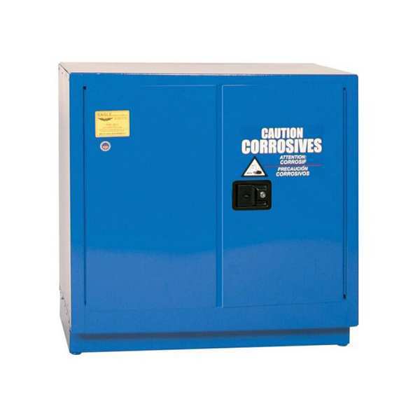 UNDER COUNTER ACID METAL SAFETY CAB, 22 GAL., 1 SHELF, 2 DR, SELF, BLUE