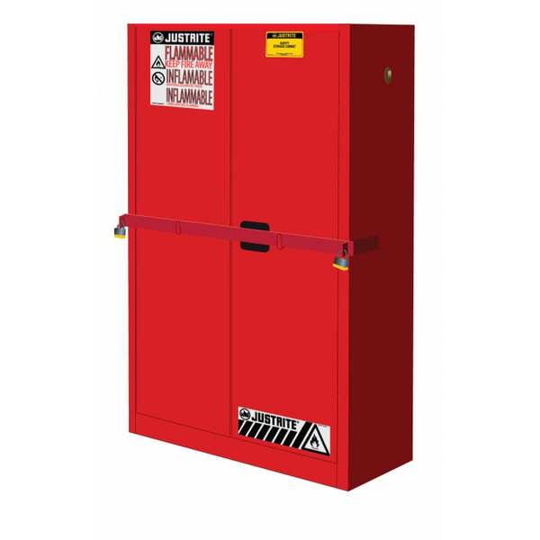Cabinet, Steel, 2 Shelves, Red