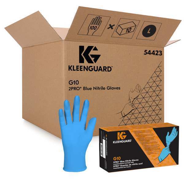 Disposable Gloves, Nitrile, Blue, L ( 8 1/2 ), 100 PK