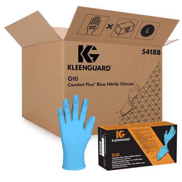 Disposable Gloves, Nitrile, Blue, L, 100 PK