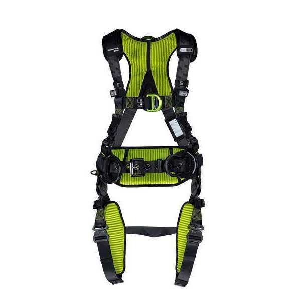 Fall Protection Harness, Racing Style, XS, Polyester, Black/Green