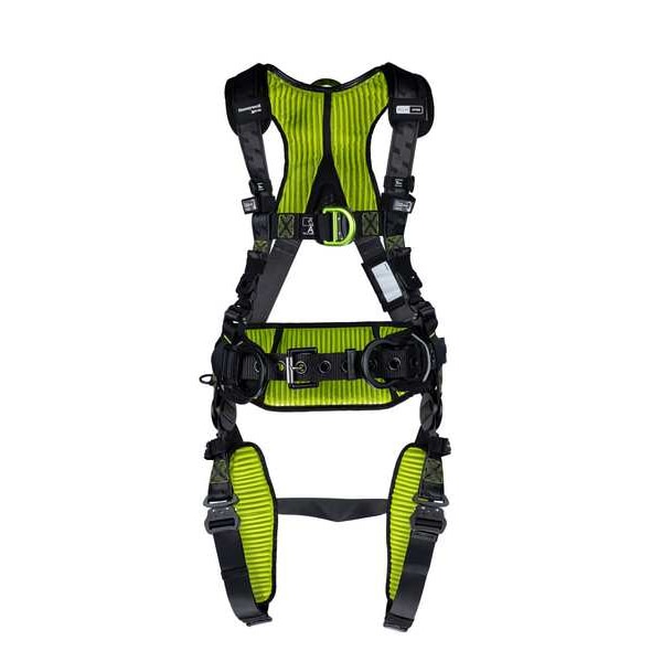 Fall Protection Harness, Racing Style, 2XL, Polyester, Black/Green
