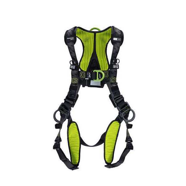 Fall Protection Harness, Racing Style, XS, Polyester, Black/Green