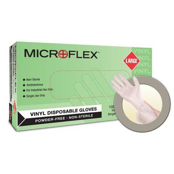 Disposable Gloves, Vinyl, Clear, S ( 7 ), 100 PK