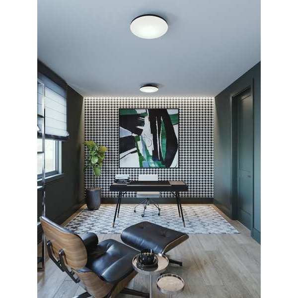 RndLEDMnt, 15in, 4000K, 2200lm, Blk, Steel