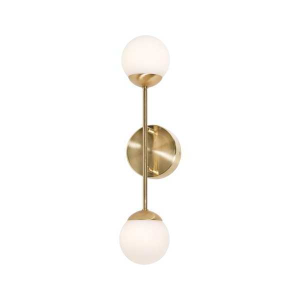Pearl2LightLEDSconce, SatinBrass, 4in