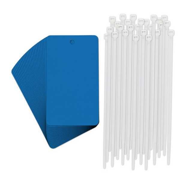 Blank Tag, 3 in W, Blue, PK25