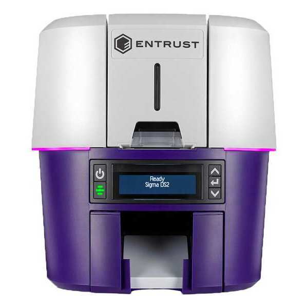 ID Card Printer, Gray/Purple, Single-Sided