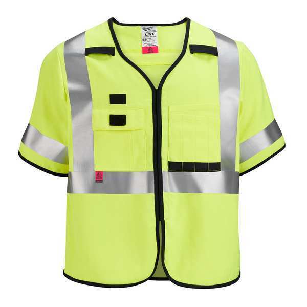 Arc-Rated/Flame-Resistant Cat 1 Class 3 High Visibility Yellow Safety Vest - 2X-Large/3X-Large