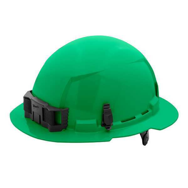 Full Brim Green Full Brim Hard Hat w/6pt Ratcheting Suspension - Type 1, Class E, Type 1, Class E