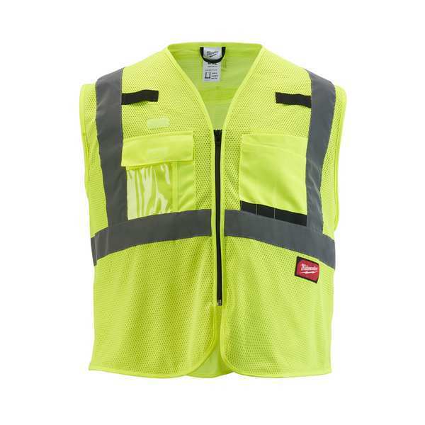 Class 2 High Visibility Yellow Mesh Safety Vest - 2X-Large/3X-Large