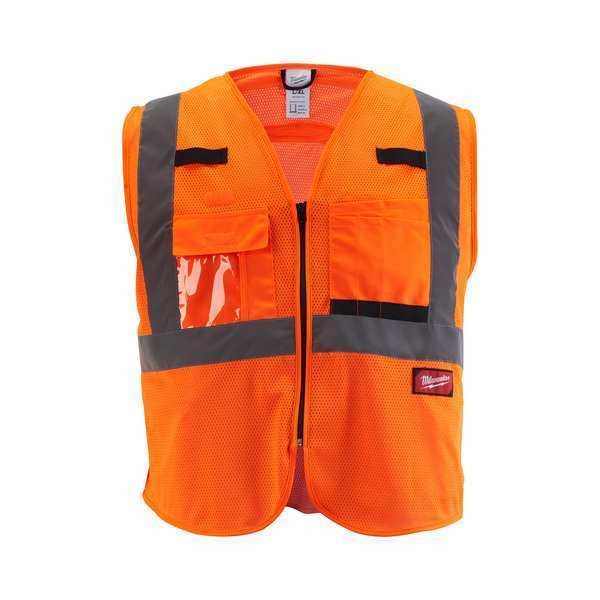 Class 2 High Visibility Orange Mesh Safety Vest - 2X-Large/3X-Large