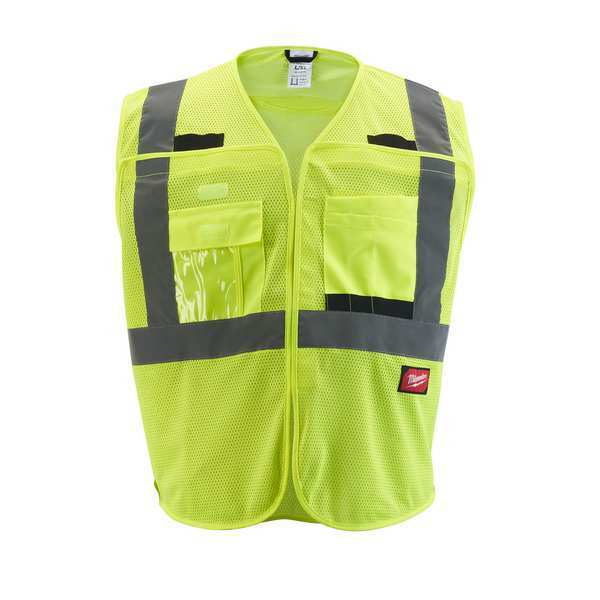 Class 2 Breakaway High Visibility Yellow Mesh Safety Vest - Large/X-Large