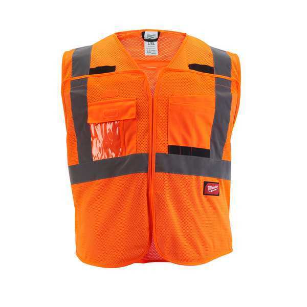 Class 2 Breakaway High Visibility Orange Mesh Safety Vest - Small/Medium
