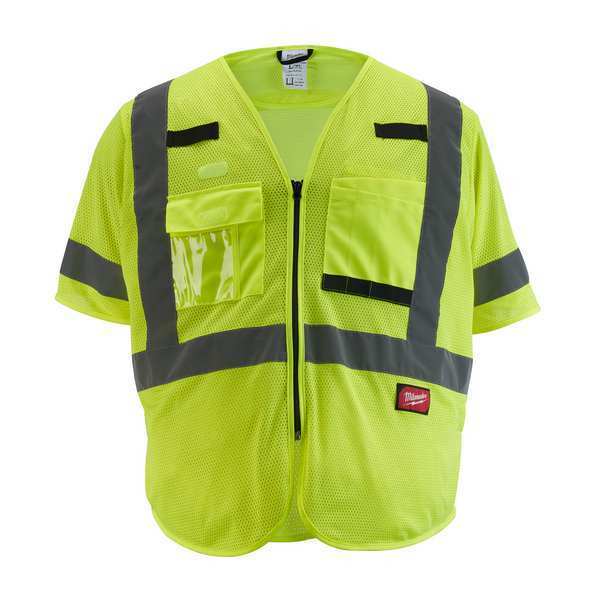Class 3 High Visibility Yellow Mesh Safety Vest - Small/Medium