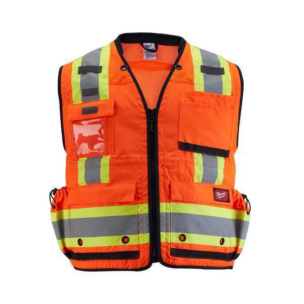 Class 2 Surveyor's High Visibility Orange Safety Vest - Large/X-Large
