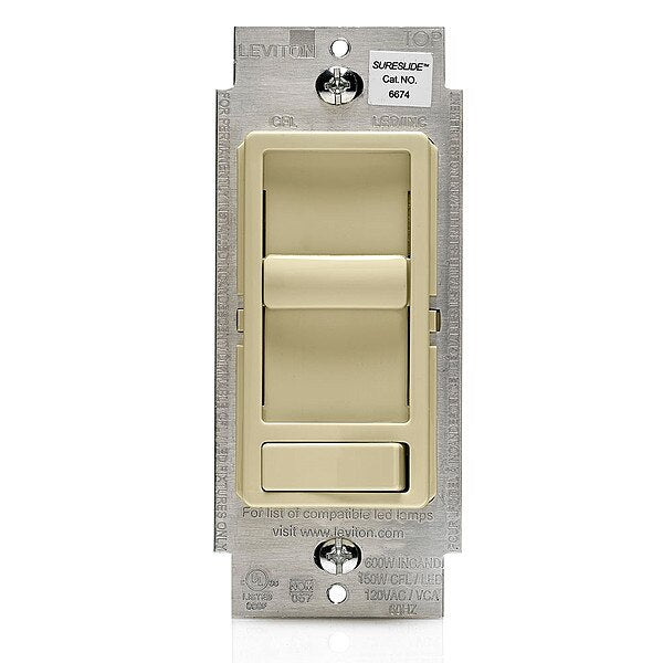 Dimmer, 1-Pole/3-Way, 120VAC, Ivory