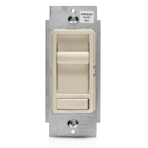 Dimmer, 1-Pole/3-Way, 120VAC, Light Almond