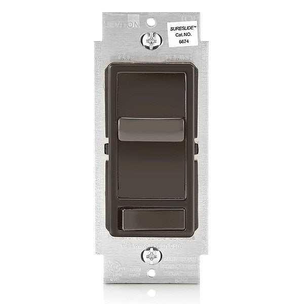 Dimmer, 1-Pole/3-Way, 120VAC, Brown