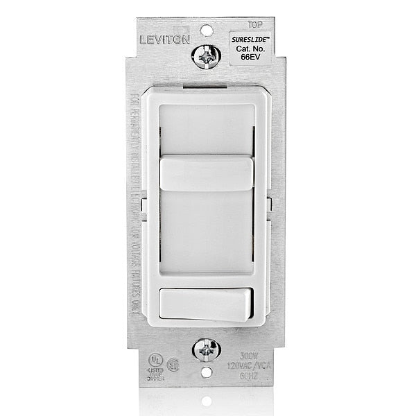 Dimmer, 1-Pole/3-Way, 120VAC, White, ELV