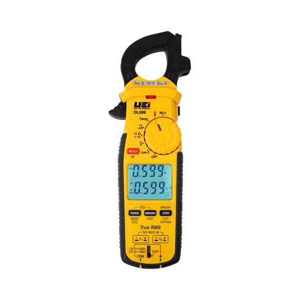 Wireless TRMS Clamp Meter w/ 3-Phase & I, Backlit LCD, 600 A A, 1.25 in (31.75mm) Jaw Capacity