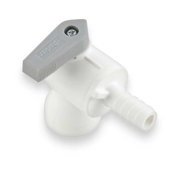 Valve Barbed Female Elbow, 1/4, Wht, Poly