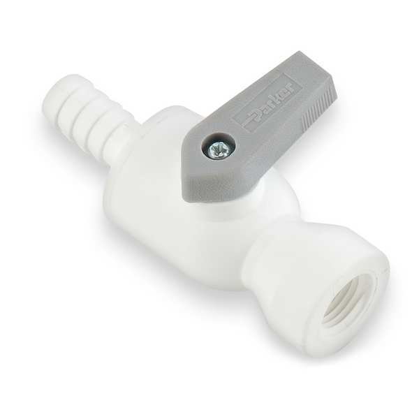 Valve Barbed Female Elbow, 3/8, Wht, Poly