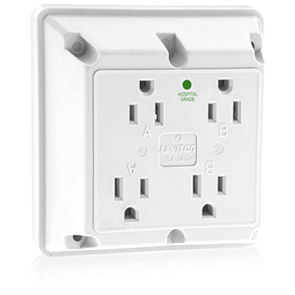 Receptacle, 15 A Amps, 125VAC, Quad Outlet, 5-15R, White
