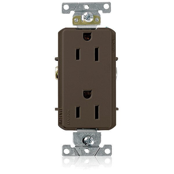 Receptacle, 15 A Amps, 125VAC, Decorator Duplex Outlet, 5-15R, Brown