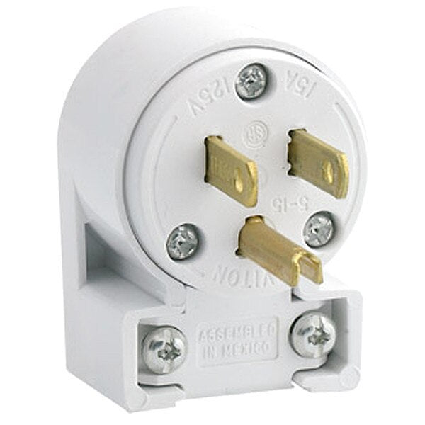 Agl Strt Blade Plug, Wht, 15 A, Stnd, 5-15P