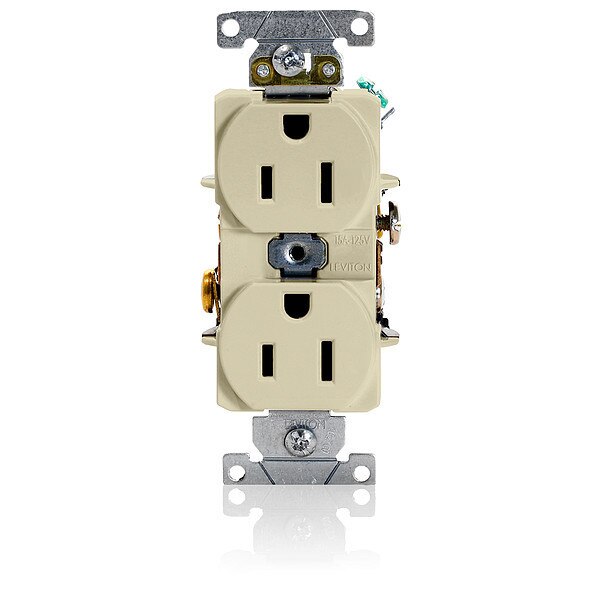 Receptacle, 15 A Amps, 125VAC, Duplex Outlet, 5-15R, Ivory